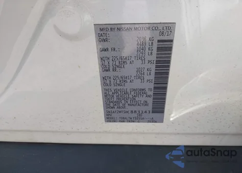 2017 Nissan Rogue Sv from USA, damaged, VIN 5N1AT2MT5HC883143